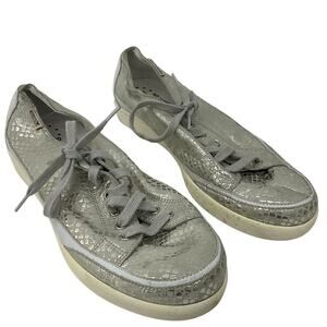 Mephisto Women's Metallic Silver Snakeskin-Texture Athletic Sneakers